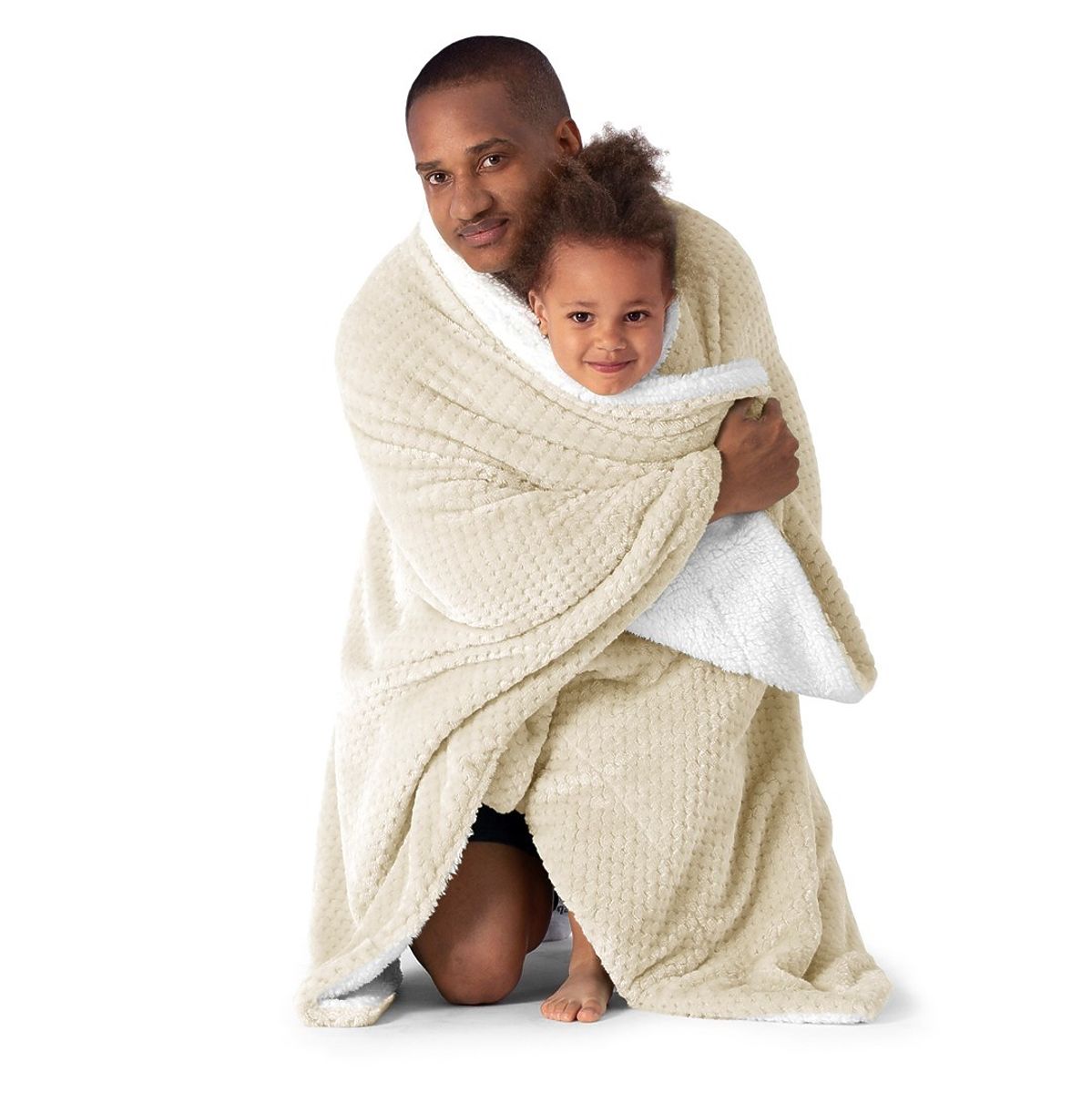Coperta SHLEEPY colore beige con motivo jacquard stile classico 220x240