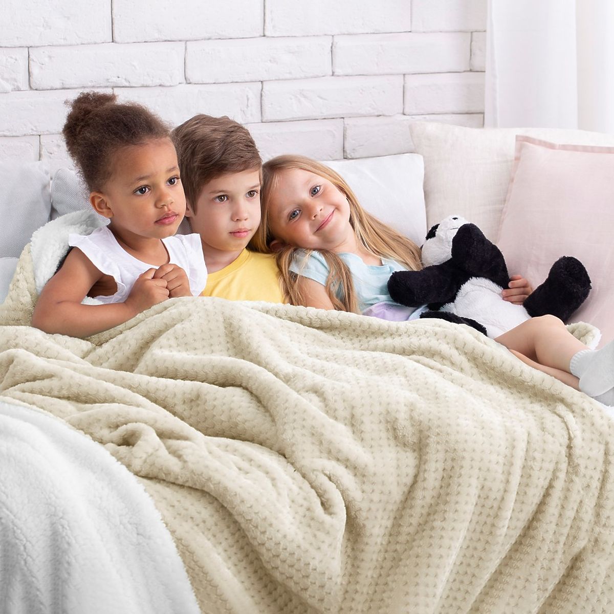 Coperta SHLEEPY colore beige jacquard classico 130x180