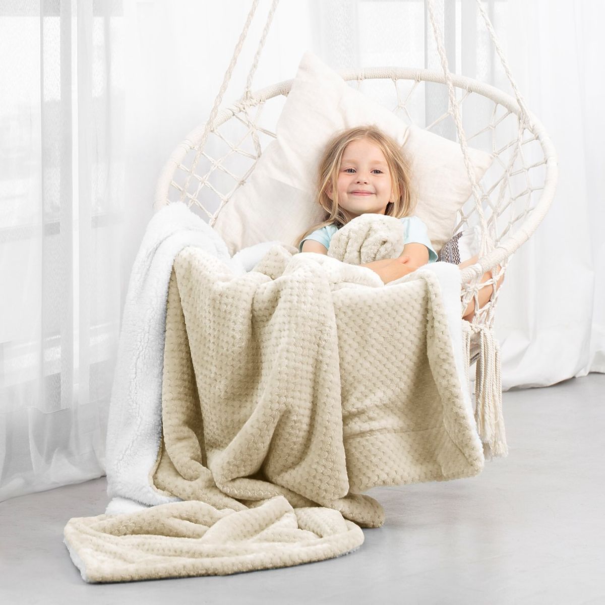 Coperta SHLEEPY colore beige jacquard classico 130x180