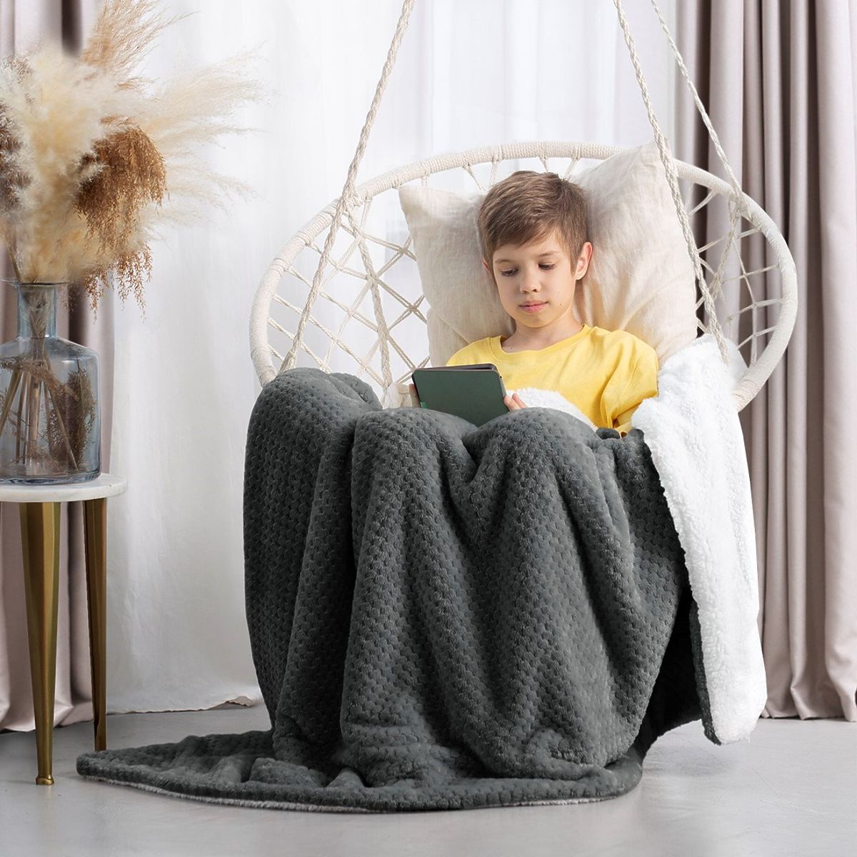 Coperta SHLEEPY colore grafite jacquard classico stile 170x210