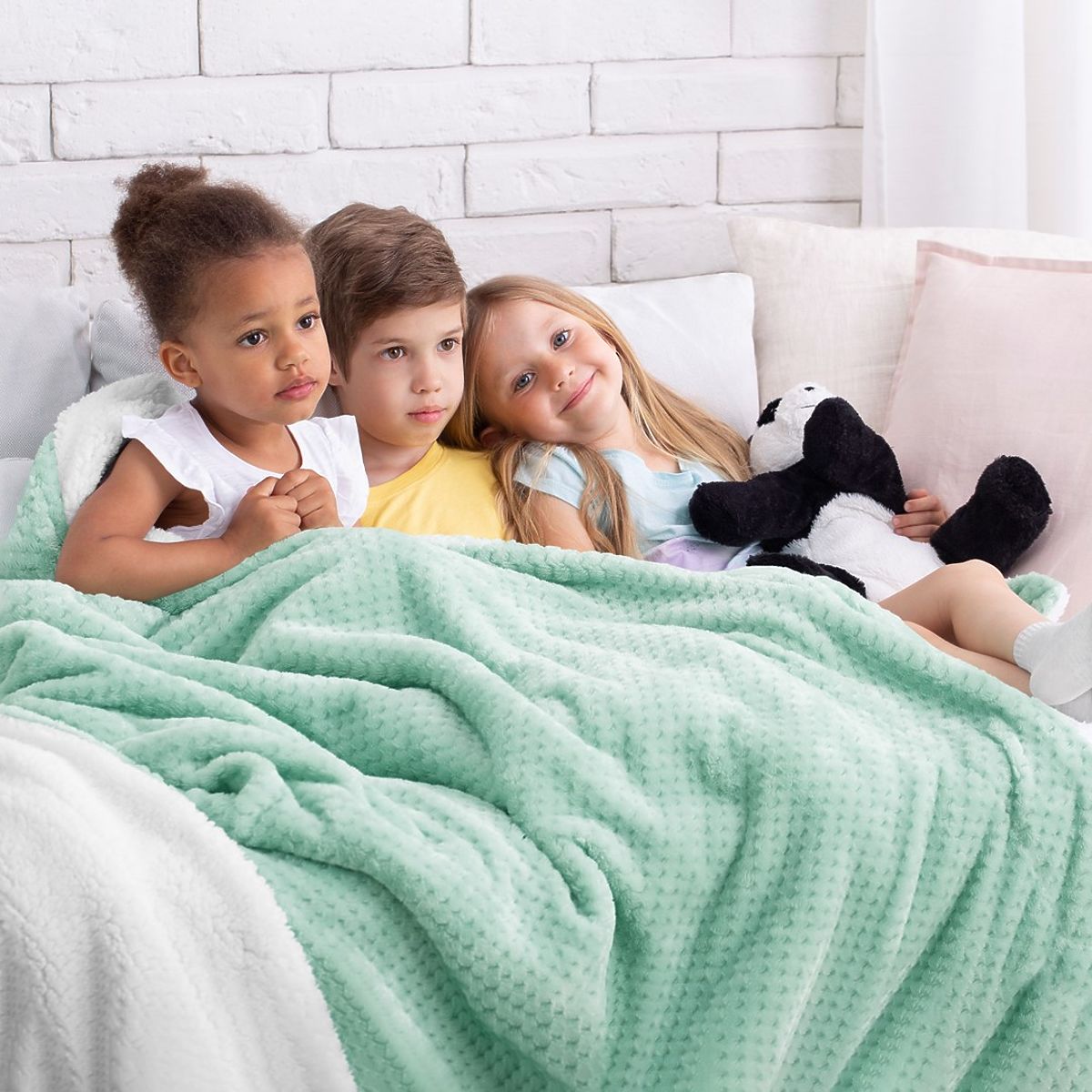 Coperta SHLEEPY colore menta jacquard classico stile 130x180