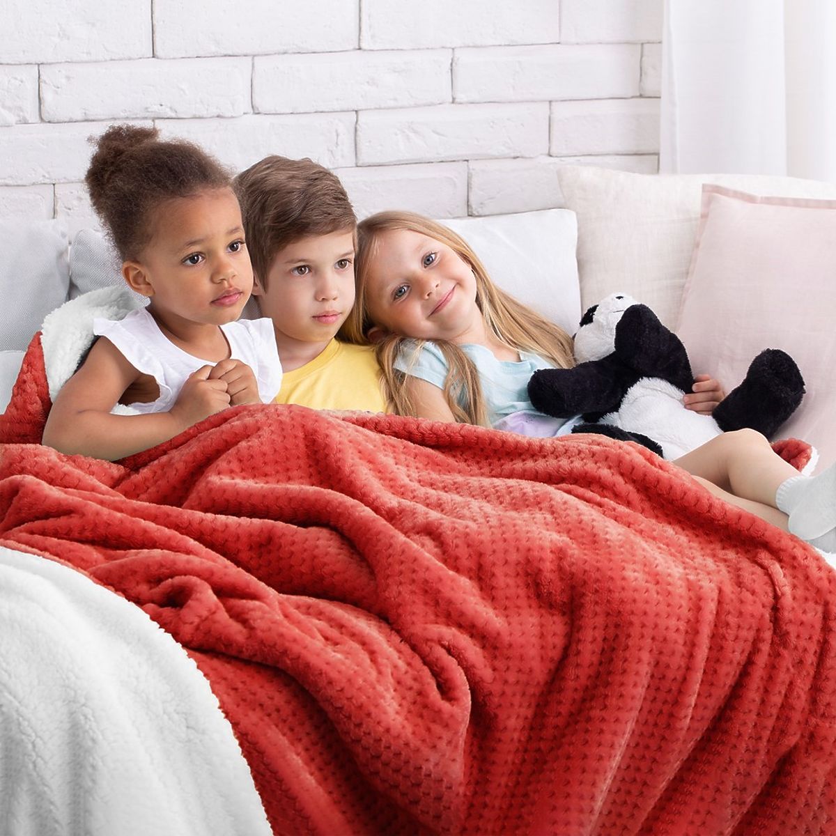Coperta SHLEEPY colore rosso jacquard goffrato stile classico 130x180