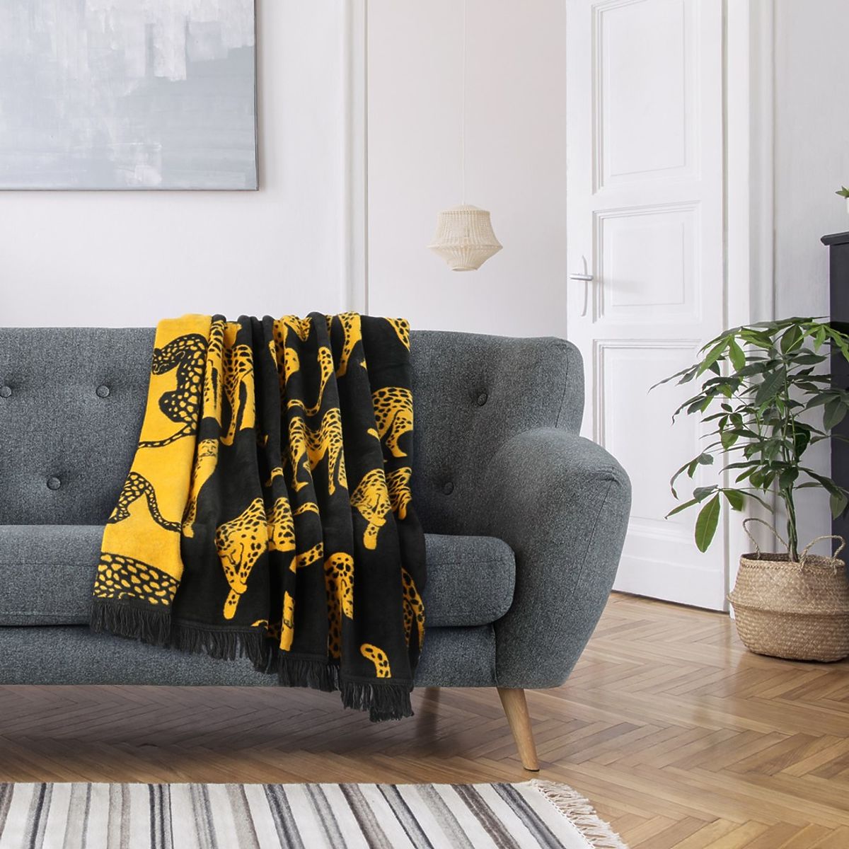 Coperta ZARIA colore nero stampato 150x200