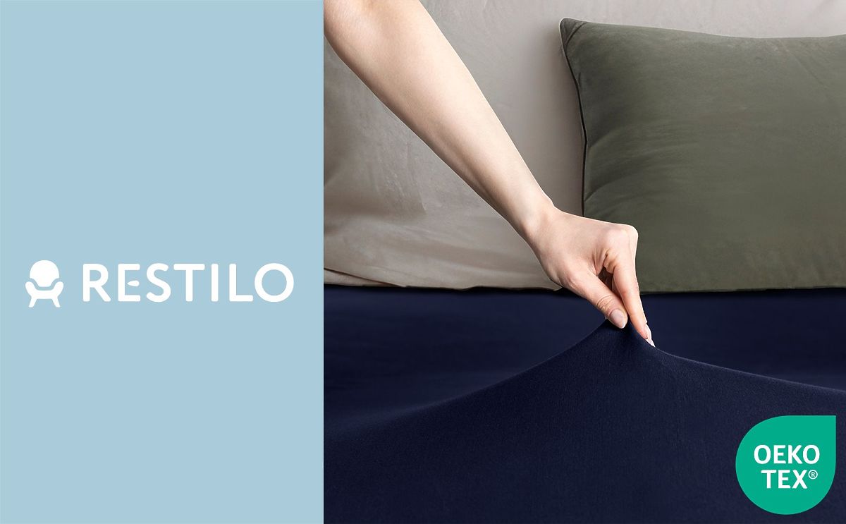 Lenzuolo AMBER colore blu navy stile classico materiale jersey 220-240x220 DecoKing