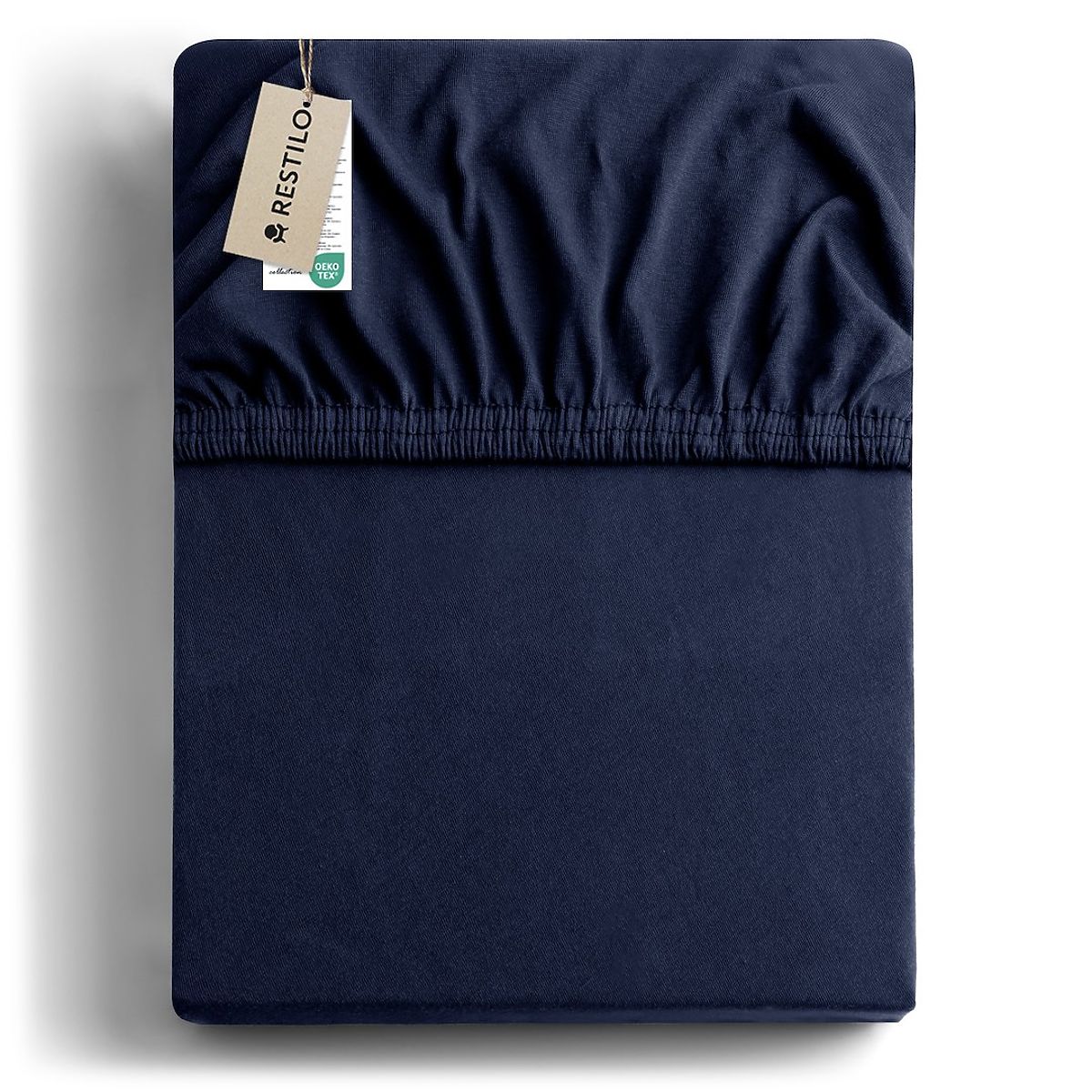 Lenzuolo AMBER colore blu navy stile classico materiale jersey 80-90x200 DecoKing