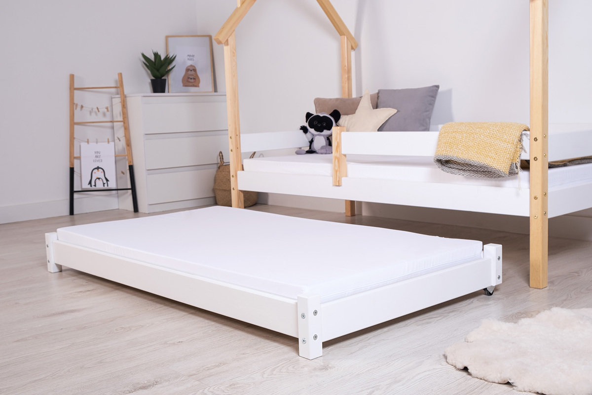 Letto supplementare Vario estraibile con materasso in gommapiuma - bianco 