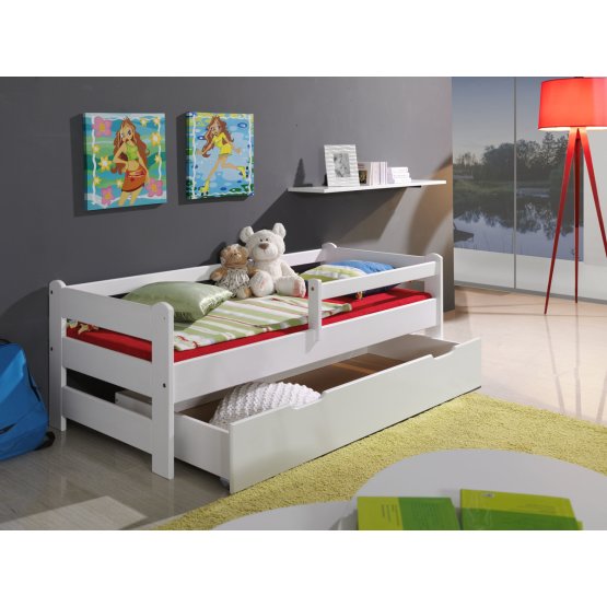 Letto con barriera Woody - bianco