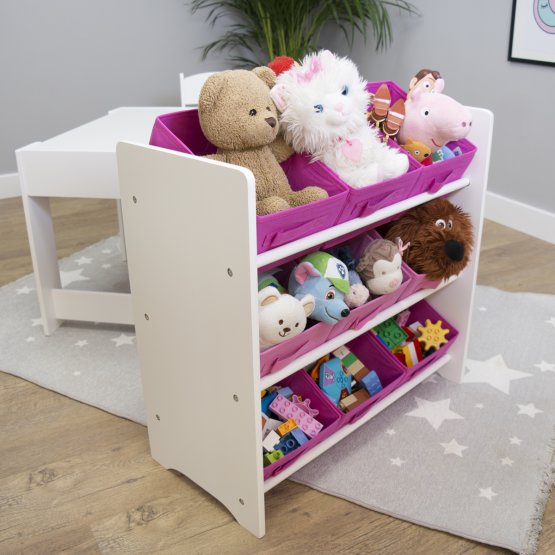 Organizzatore per giocattoli Ourbaby con scatole rosa
