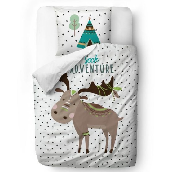 Sig. Little Fox Bedding Moose - coperta: 135 x 200 cm cuscino: 60 x 50 cm