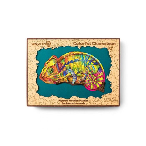 Puzzle in legno colorato - camaleonte