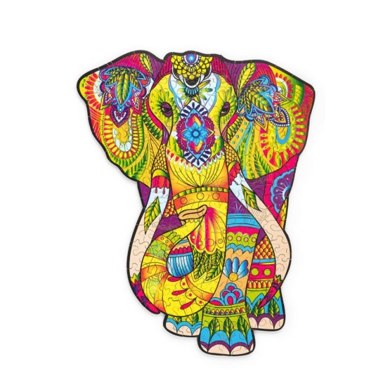 Puzzle in legno colorato - elefante
