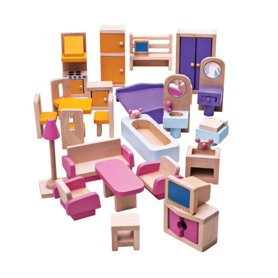 Bigjigs Toys Mobili per case delle bambole in legno