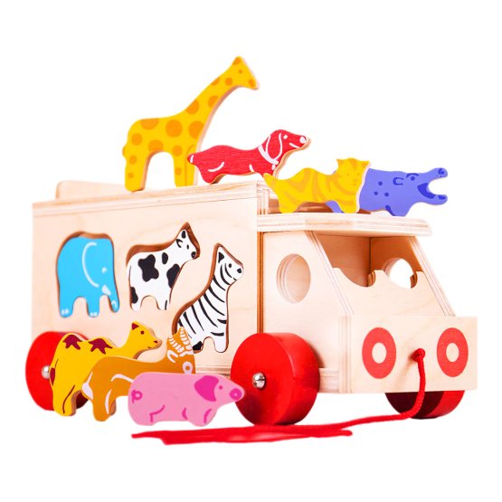 Bigjigs Toys Auto in legno con animali
