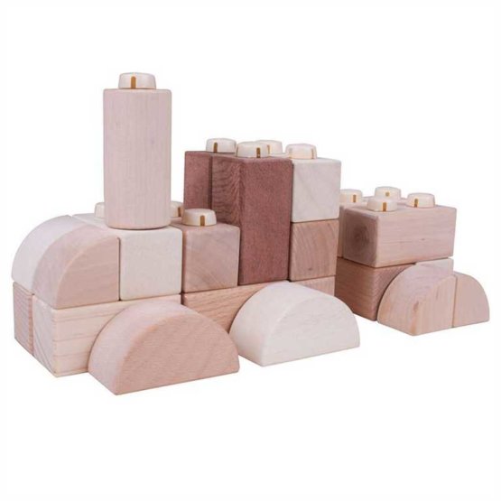 Cubi di collegamento in legno per bambini Bigjigs - Natur set da 100 pezzi
