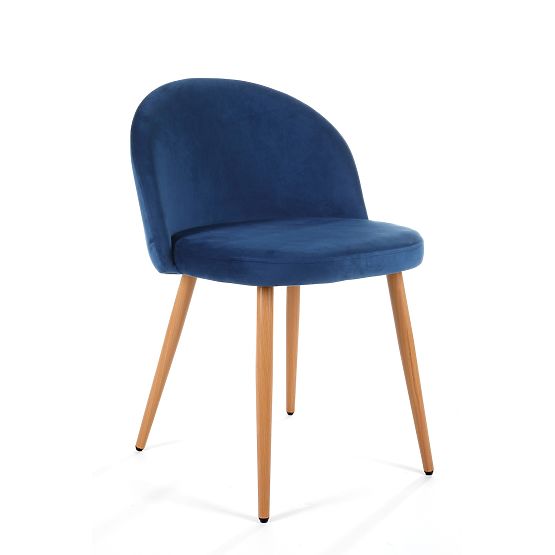 4 x Sedia imbottita in velluto SJ.075 Blu scuro