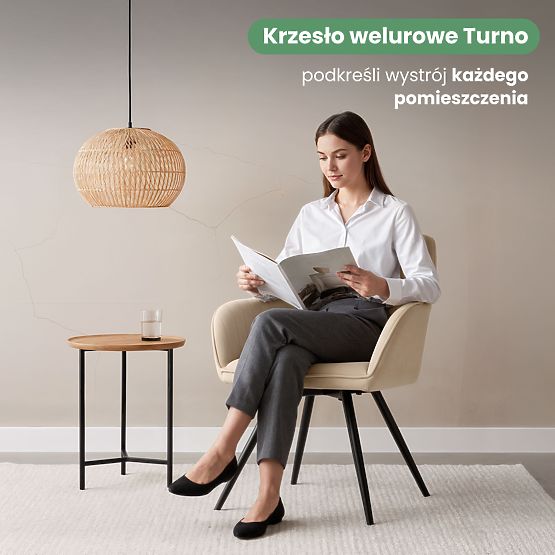 4x Sedia Girevole in Velluto con Cuciture Beige TURNO Gambe Nere