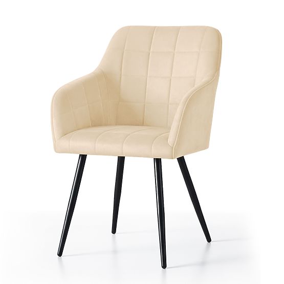 4x Sedia imbottita con cuciture quadrate Beige LUXANO Gambe nere