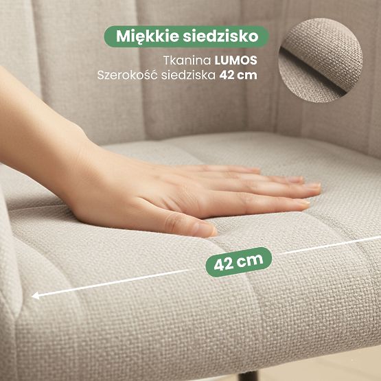 4x Sedia imbottita con cuciture quadrate Beige LUXANO Gambe nere tessuto Lumos
