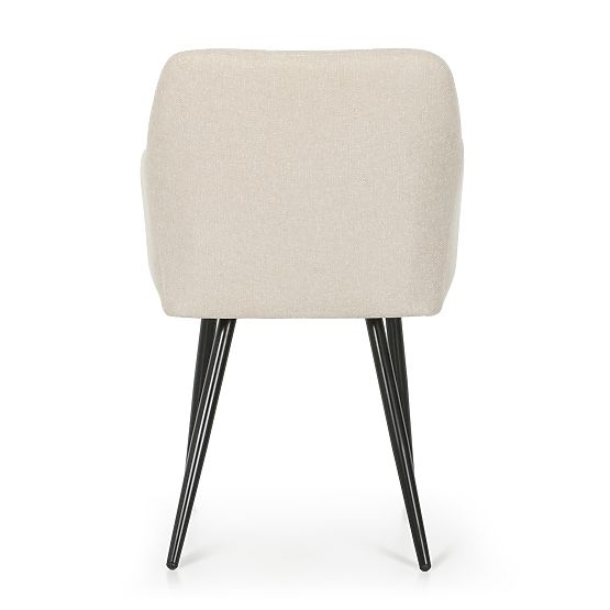 4x Sedia imbottita con cuciture quadrate Beige LUXANO Gambe nere tessuto Lumos