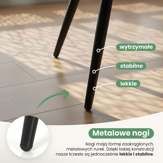 4x Sedia imbottita con cuciture quadrate Crema LUXANO Gambe nere tessuto Lumos