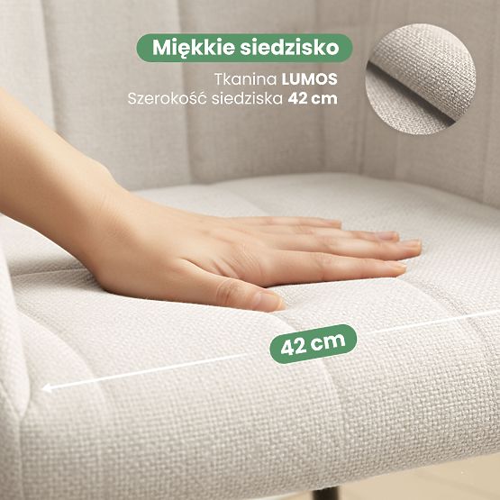 4x Sedia imbottita con cuciture quadrate Crema LUXANO Gambe nere tessuto Lumos