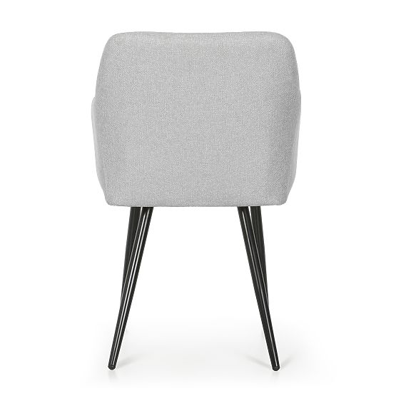 4x Sedia imbottita con cuciture quadrate Grigio Chiaro LUXANO Gambe nere tessuto Lumos