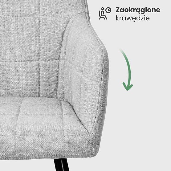 4x Sedia imbottita con cuciture quadrate Grigio Chiaro LUXANO Gambe nere tessuto Lumos