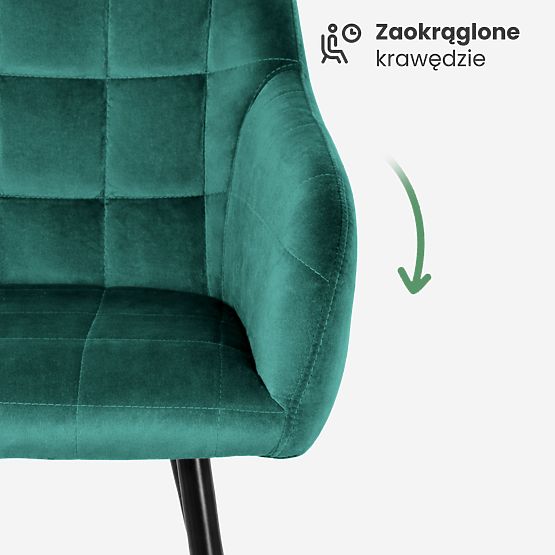 4x Sedia imbottita con cuciture quadrate Verde Bottiglia LUXANO Gambe nere