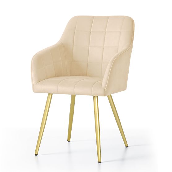 4x Sedia imbottite con cuciture quadrate Beige LUXANO Gambe dorate