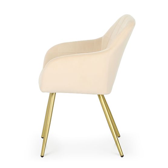 4x Sedia imbottite con cuciture quadrate Beige LUXANO Gambe dorate