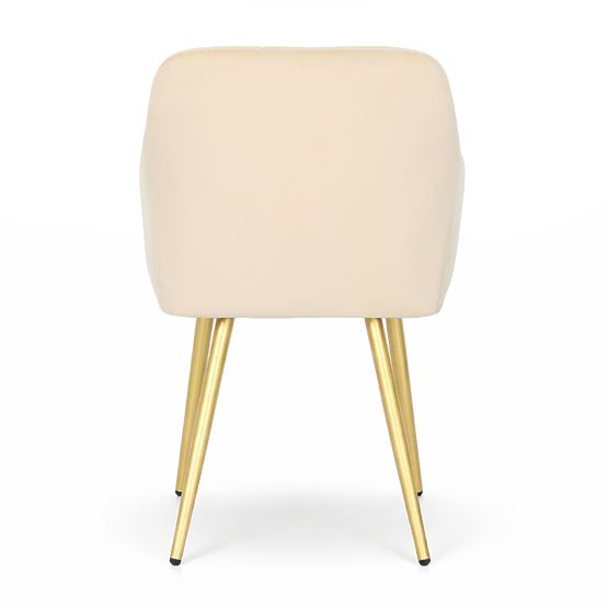 4x Sedia imbottite con cuciture quadrate Beige LUXANO Gambe dorate