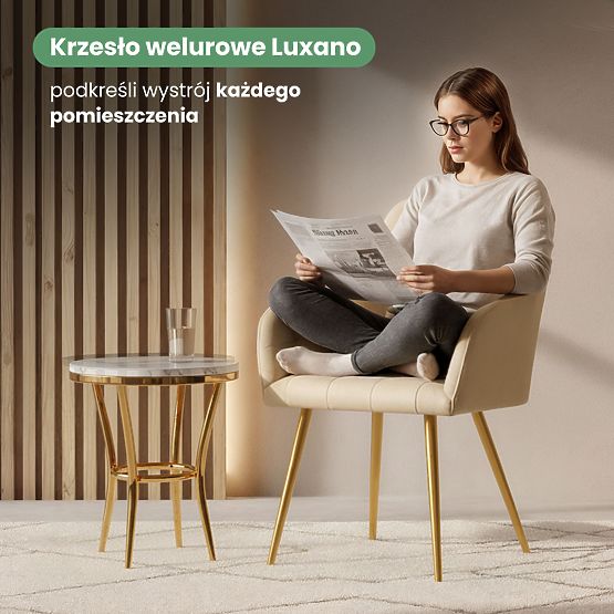 4x Sedia imbottite con cuciture quadrate Beige LUXANO Gambe dorate