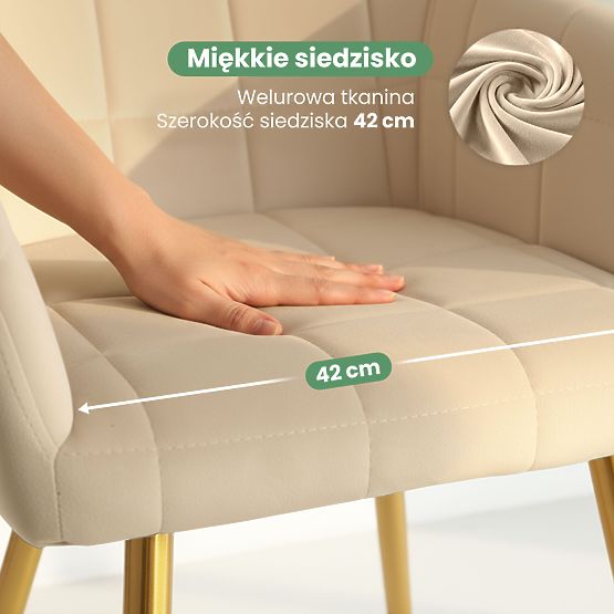 4x Sedia imbottite con cuciture quadrate Beige LUXANO Gambe dorate