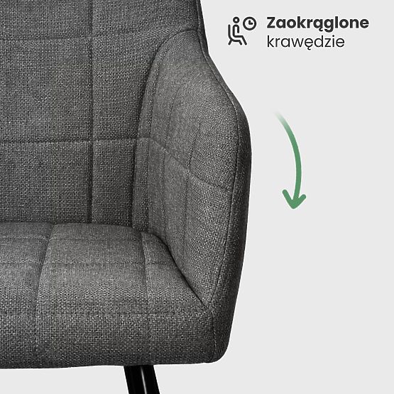 4x Sedia imbottite con cuciture quadrate Grafite Scuro LUXANO Gambe nere tessuto Lumos