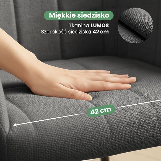 4x Sedia imbottite con cuciture quadrate Grafite Scuro LUXANO Gambe nere tessuto Lumos