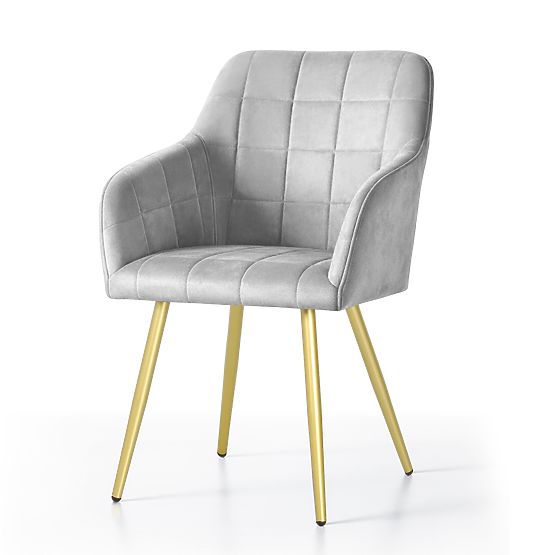 4x Sedia imbottite con cuciture quadrate Grigio LUXANO Gambe dorate