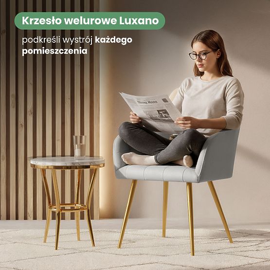 4x Sedia imbottite con cuciture quadrate Grigio LUXANO Gambe dorate