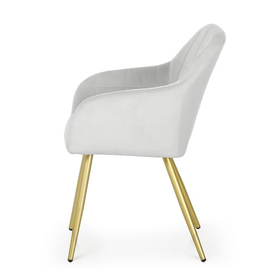 4x Sedia imbottite con cuciture quadrate Grigio LUXANO Gambe dorate