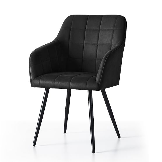 4x Sedia imbottite con cuciture quadrate Nero LUXANO Gambe nere
