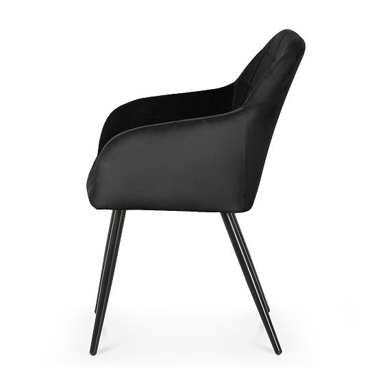 4x Sedia imbottite con cuciture quadrate Nero LUXANO Gambe nere