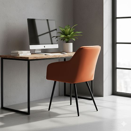 4x Sedia imbottite con cuciture quadrate Rame LUXANO Gambe nere