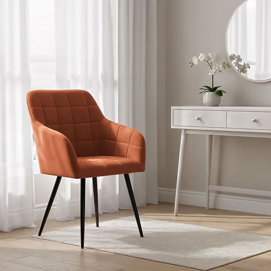 4x Sedia imbottite con cuciture quadrate Rame LUXANO Gambe nere