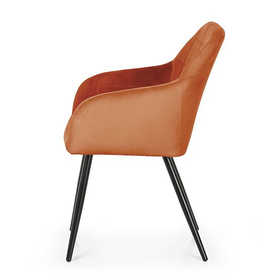 4x Sedia imbottite con cuciture quadrate Rame LUXANO Gambe nere