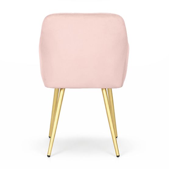 4x Sedia Imbottite con Cuciture Quadrate Rosa Cipria LUXANO Gambe Dorate