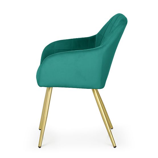 4x Sedia imbottite con cuciture quadrate Verde Bottiglia LUXANO Gambe dorate