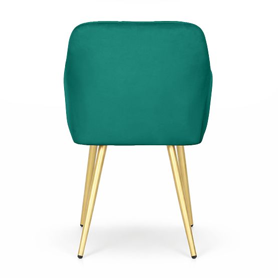 4x Sedia imbottite con cuciture quadrate Verde Bottiglia LUXANO Gambe dorate