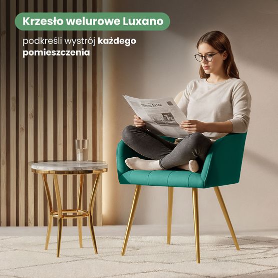 4x Sedia imbottite con cuciture quadrate Verde Bottiglia LUXANO Gambe dorate