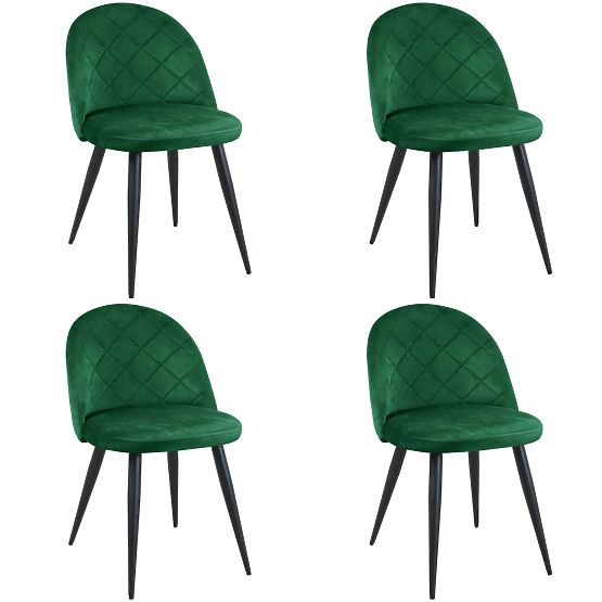 4x Sedie imbottite in velluto SJ.077 Verde Bottiglia