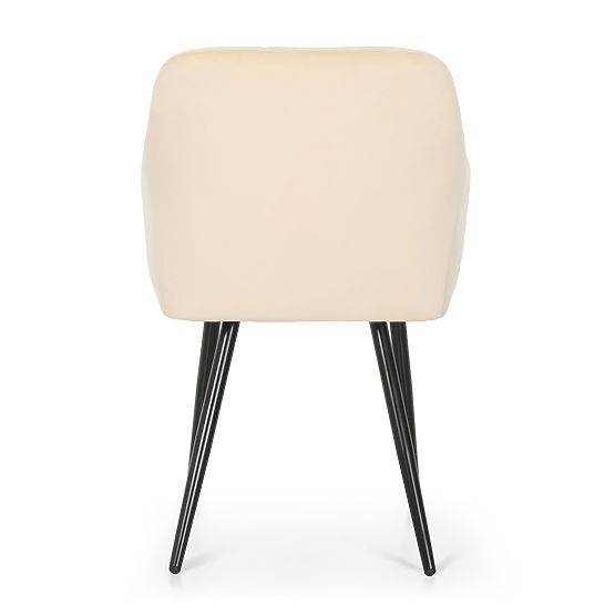 6x Sedia imbottita con cuciture quadrate Beige LUXANO Gambe nere
