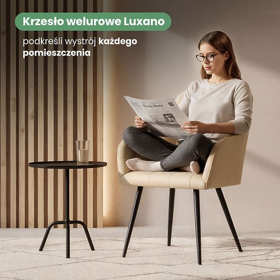 6x Sedia imbottita con cuciture quadrate Beige LUXANO Gambe nere